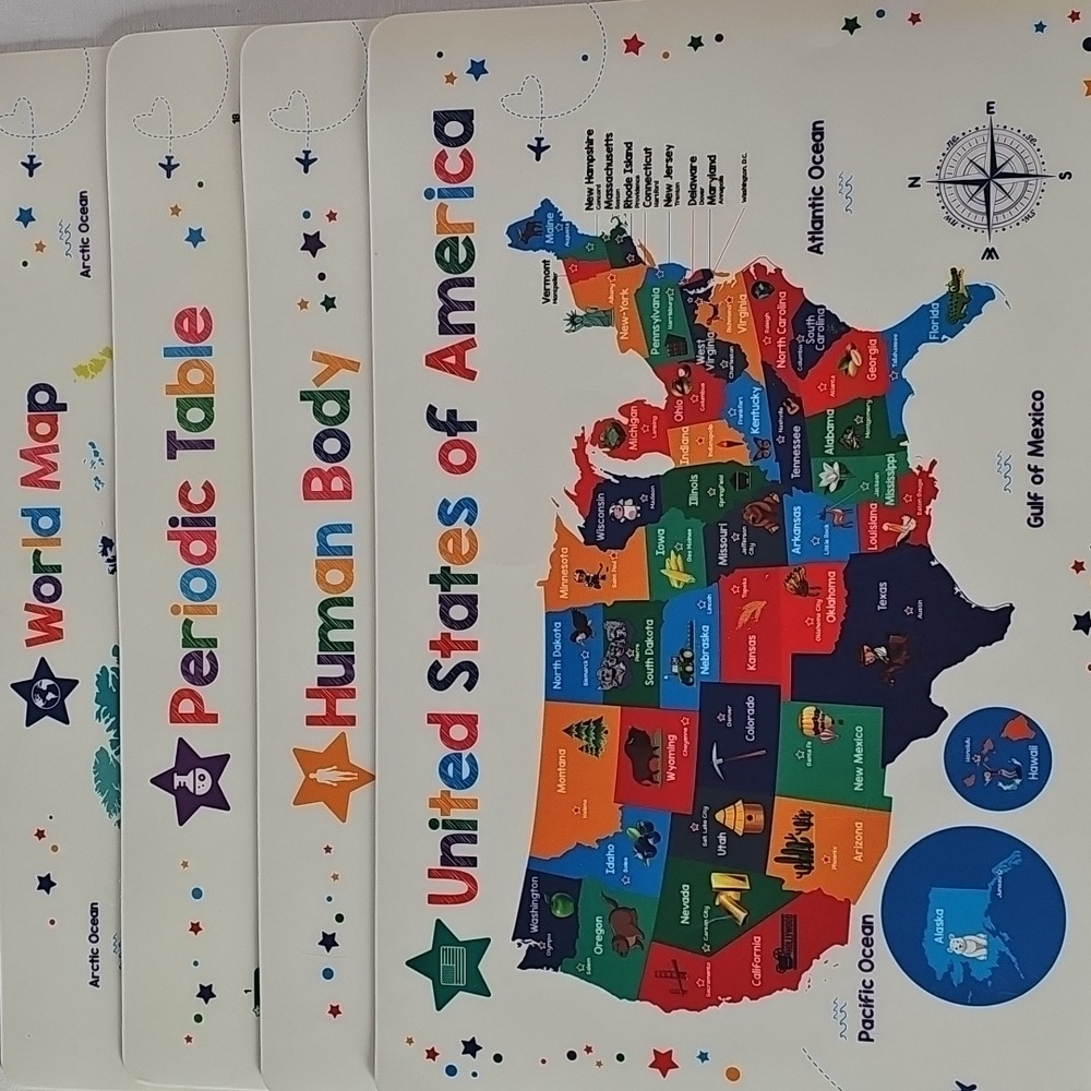 Educational Laminated Placemat Set Of 5